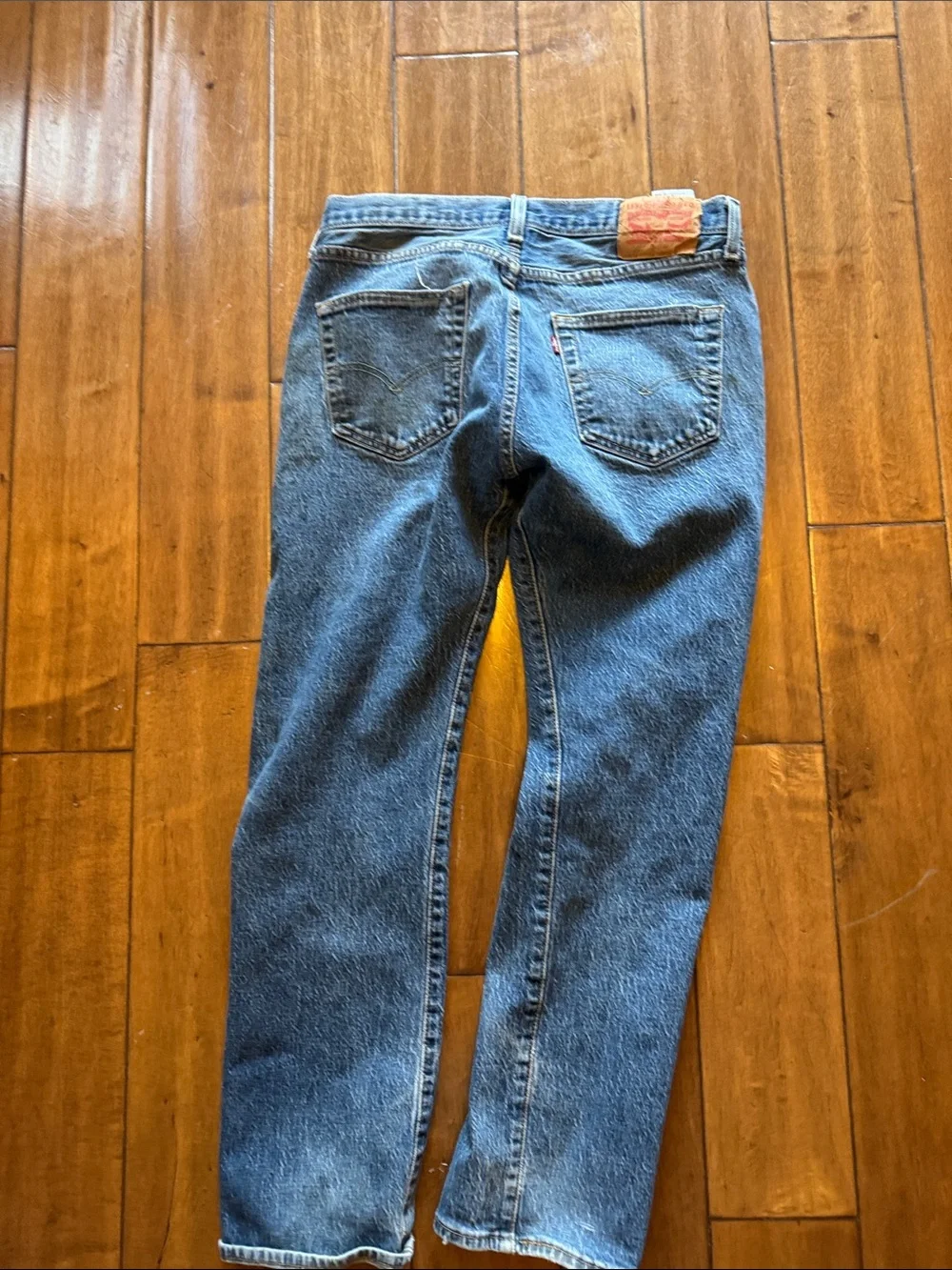 Levi’s 501 34x32 Blue Denim Jeans - Classic Straight Fit black spots on front